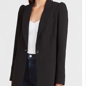 Express Puff Sleeve Peak Lapel Black Blazer